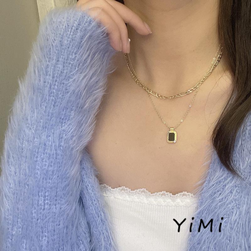 Vòng cổ Hai Lớp Màu Đen Đơn Giản Thời Trang