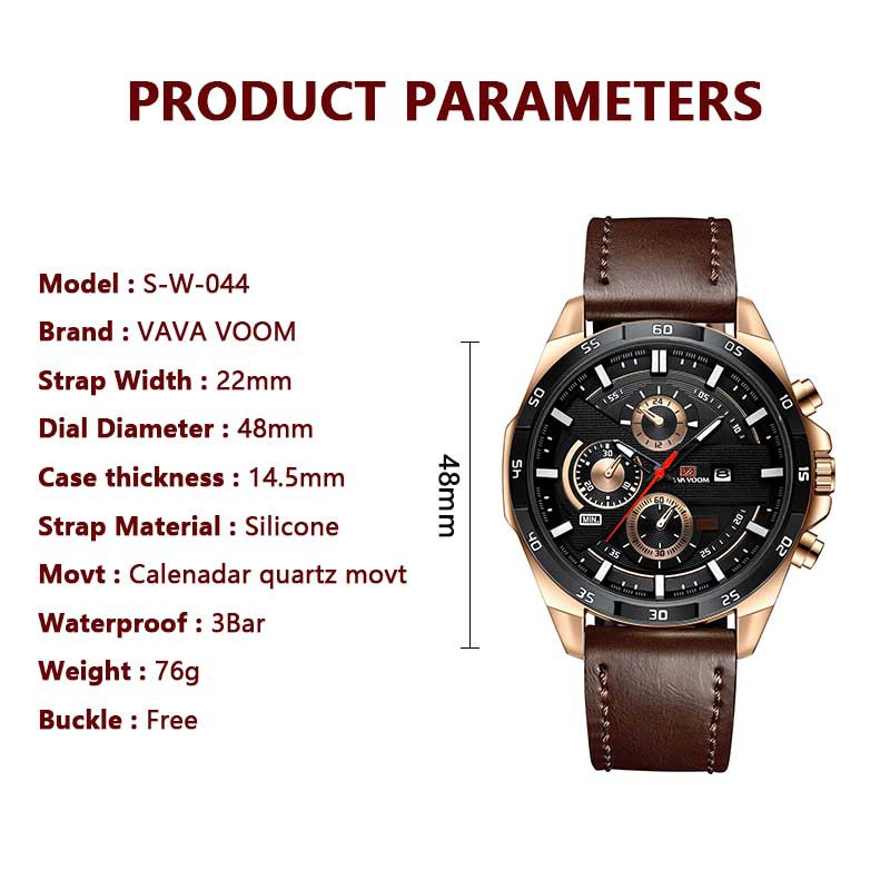 VAVAVOOM Quartz Watch Waterproof Leather Strap And Vom | BigBuy360 - bigbuy360.vn