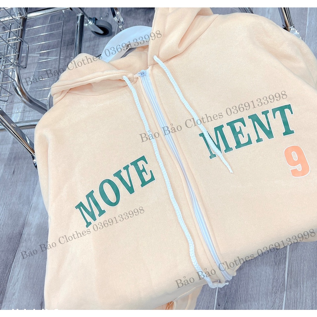 Khoác Hoodie Nam Nữ Chữ Move Số 9 Mũ Rộng Form To Chất Đẹp Dày Dặn Unisex