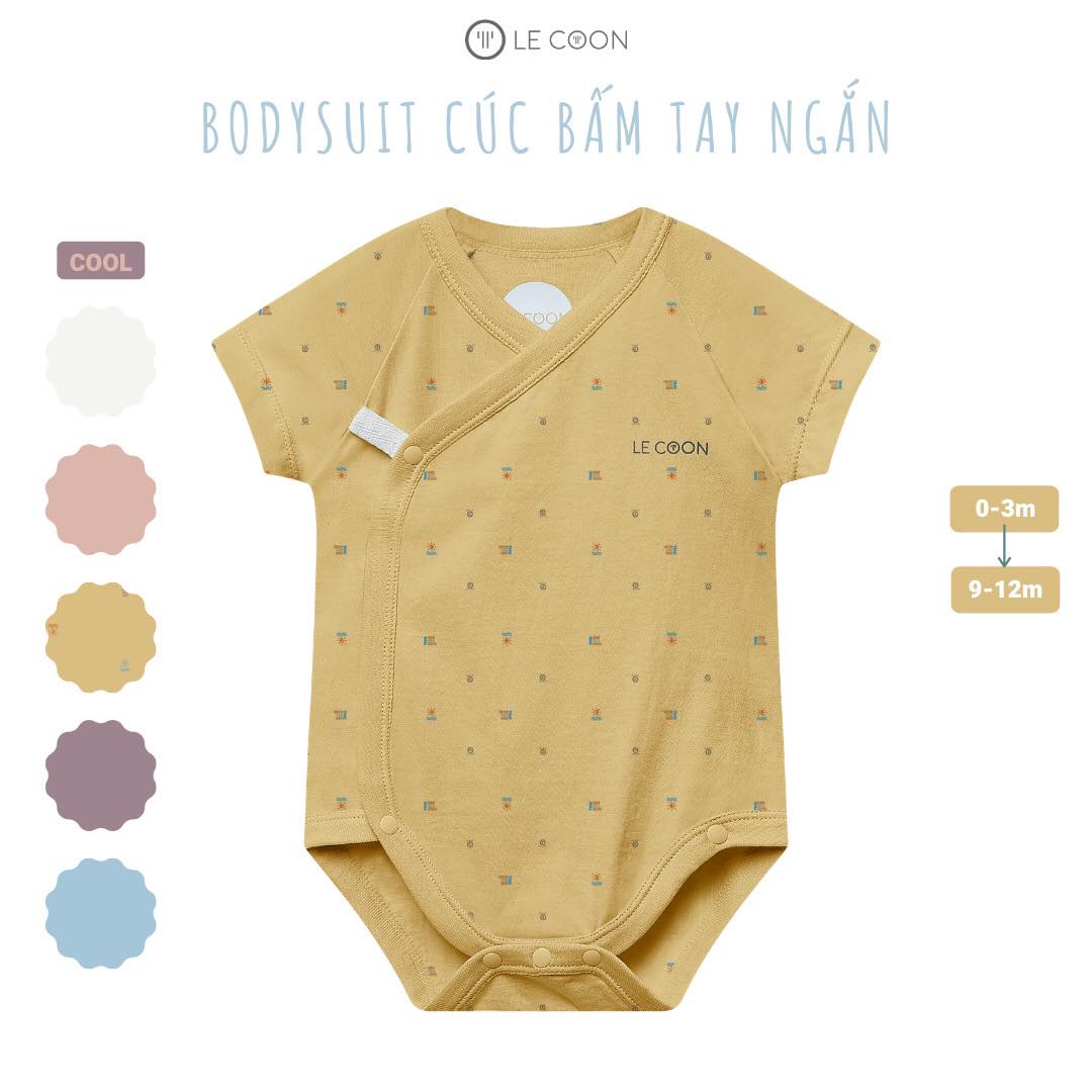 [Mã SKAMCLU7 giảm 10% cho đơn từ 0Đ] [Chính Hãng] Bodysuit cúc bấm chéo tay ngắn cotton trẻ em Le Coon