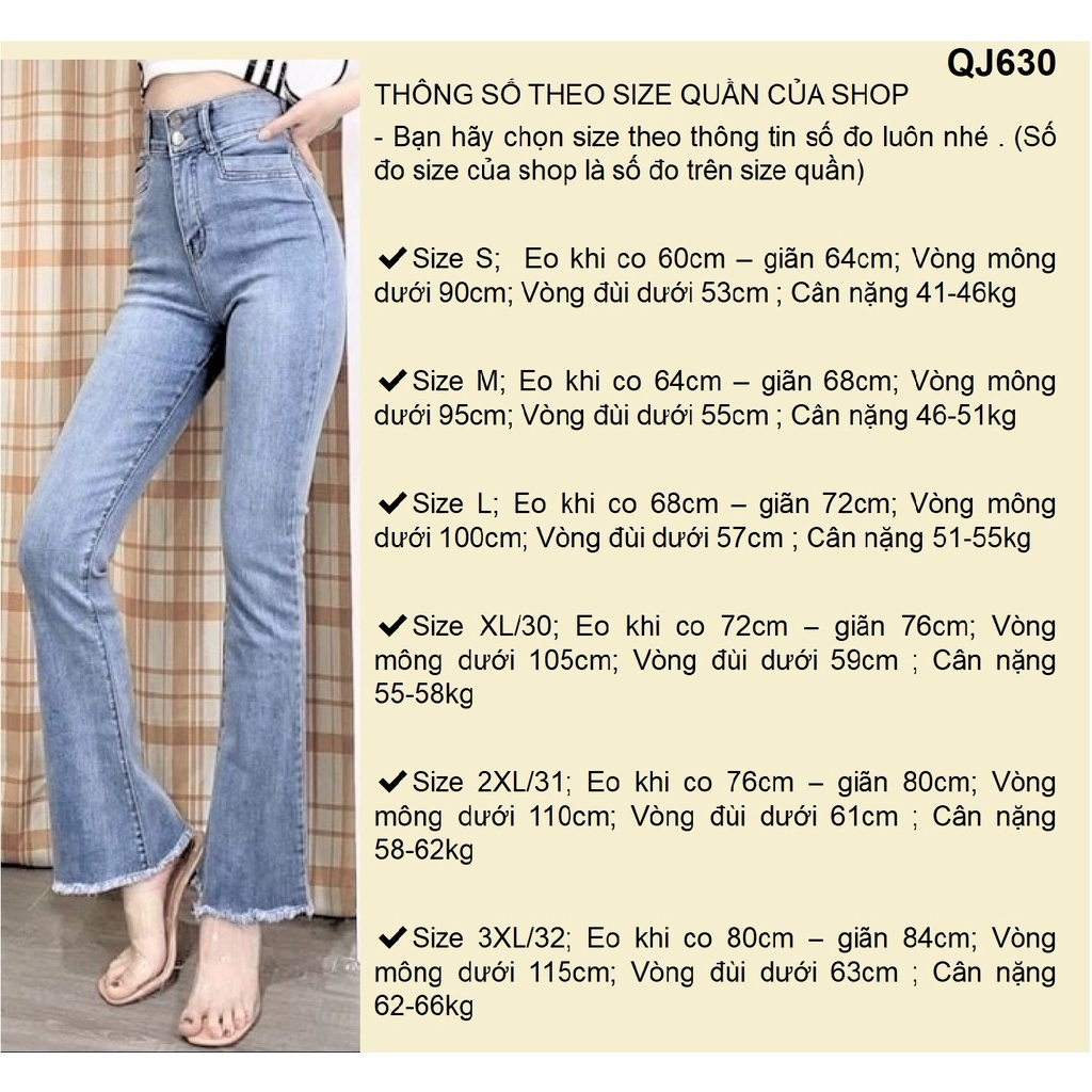 Quần jeans ống pass loe dài 2 khuy nút QJ6301