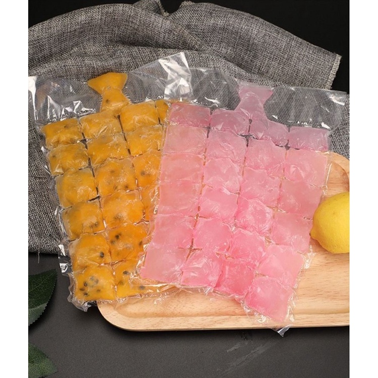 SET 10 Túi làm đá viên nước trái cây tiện ích Túi Nilong làm kem đá viên đa năng Dụng cụ làm đá tủ lạnh FAMAHA