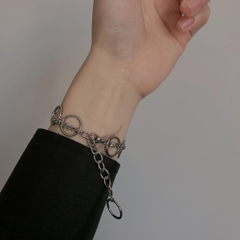 Vòng Tay Nhiều Lớp Bằng Thép Không Gỉ Thời Trang Hip Hop Đơn Giản 23558
