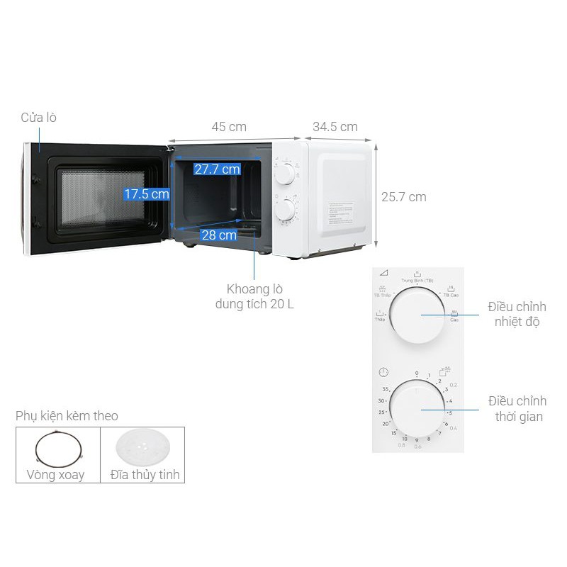 [Mã ELHADEV giảm 4% đơn 300K] Lò vi sóng có nướng Electrolux EMG20K38GB 20L