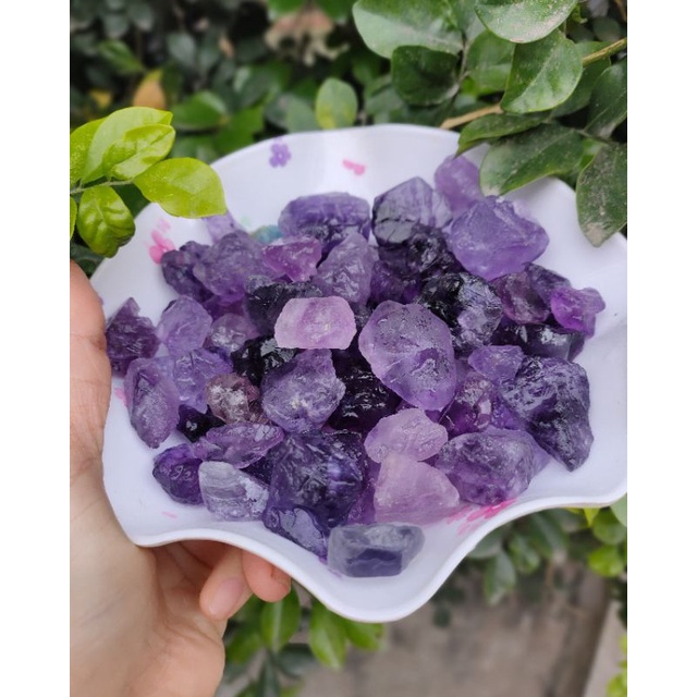 Vòng tay đan macrame đá fluorite tím