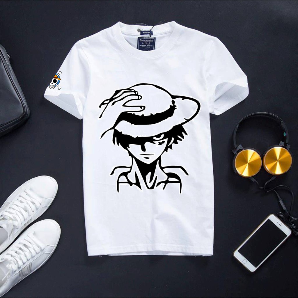 [Hàng có sẵn] Áo One Piece cotton màu trắng cổ tròn cực hot - ACE chữ