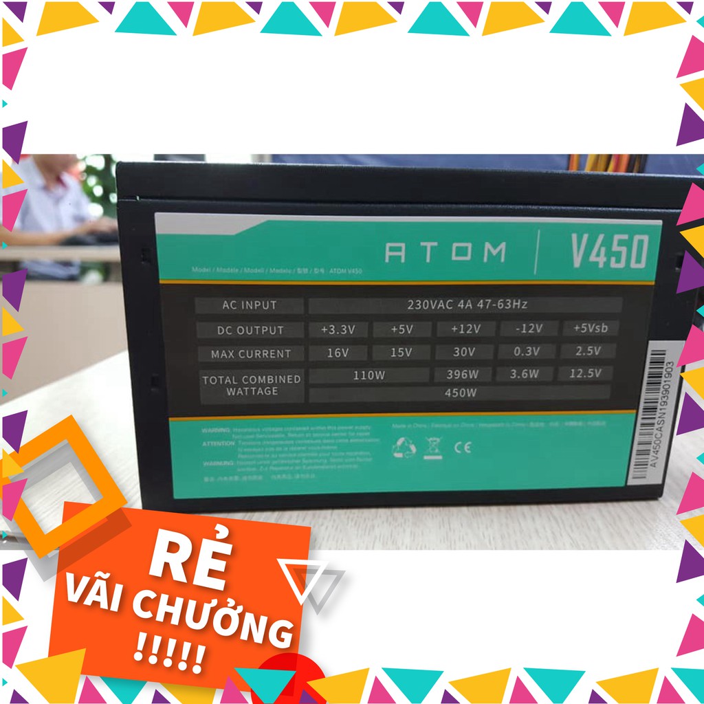 Nguồn Antec ATOM V450 - Công Suất Thực 450W - Hàng chính hãng 100% - C