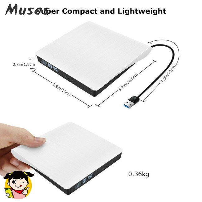 Đầu đọc đĩa DVD CD-RW gắn ngoài có cổng USB3.0 dành cho máy tính/laptop/Mac