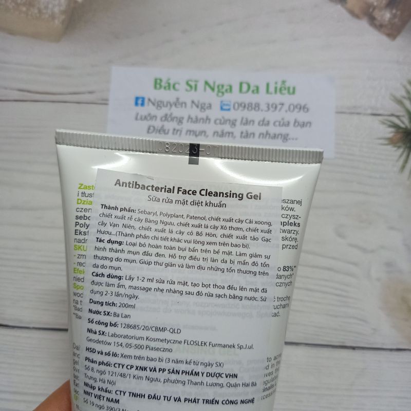 ✔️[CHÍNH HÃNG] Sữa rửa mặt cho da nhờn mụn Floslek Pharma Antibacterial Face Cleansing Gel (200ml) (Mẫu Mới) | BigBuy360 - bigbuy360.vn