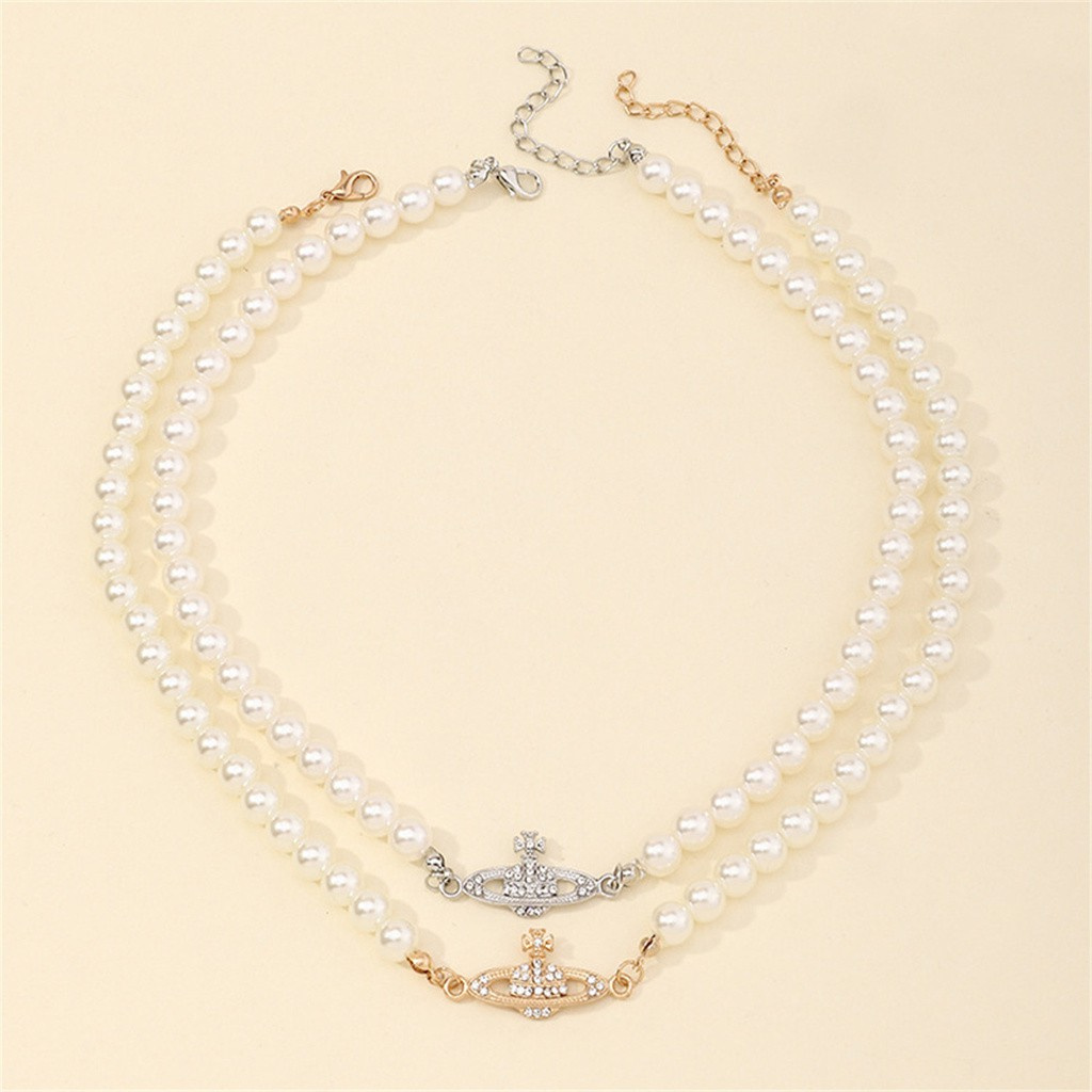 vòng cổ Choker Mặt Hình Hành Tinh Ngọc Trai Giả Nhiều Màu Thời Trang Cho Nữ