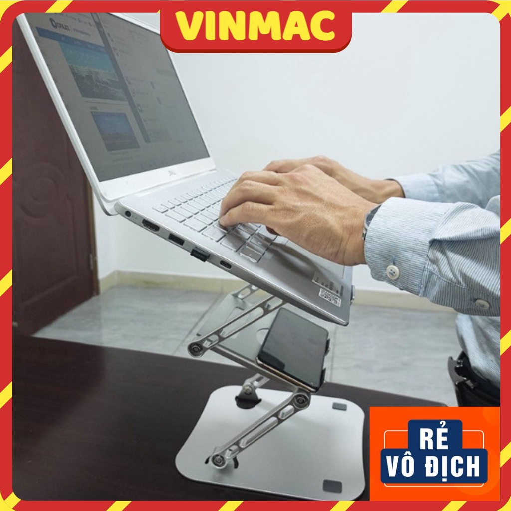Đế Tản Nhiệt Laptop Macbook Nhôm 2 Tầng Kê Đỡ Máy Tính 15.6 inch, 14 inch, 13 inch Để Bàn Cao Cấp