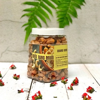 Hạt điều rang muối nguyên lụa QUANG VINH hộp vuông màng seal 500gr