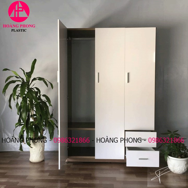( HÀNG CAO CẤP ) Tủ nhựa đài loan 3 cánh vân gỗ ngang 1m22 cao 1m85 miễn phí giao hàng
