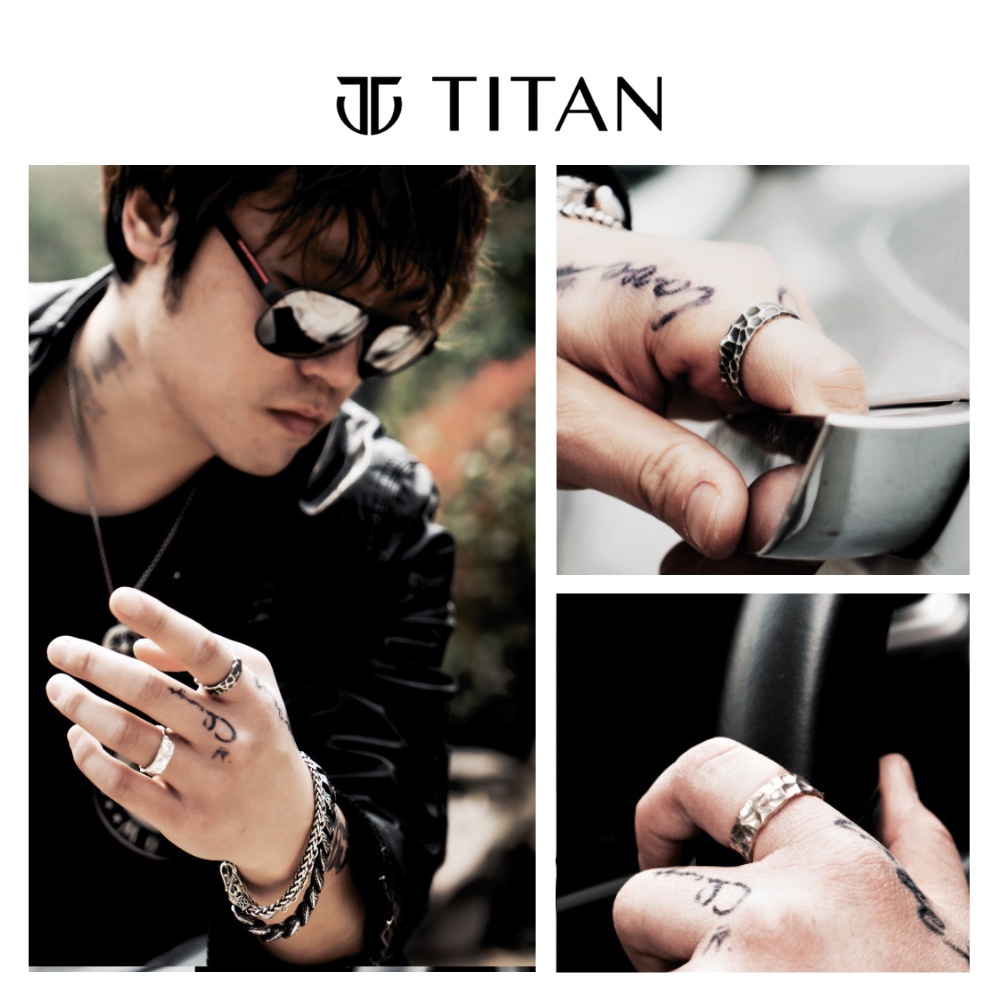 Nhẫn nam nữ họa tiêt vân đá, nhẫn thời trang hiphop màu bạc 925 ring titan freesize unisex cá tính không gỉ Titan Shop