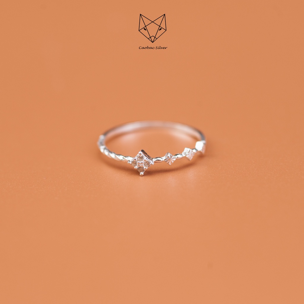 Nhẫn Bạc Ta S925 Cao Cấp CaoBac Silver Hoạ Tiết Kim Cương Nhân Tạo Mini Phong Cách Cá Tính Dành Tặng Riêng Cho Bạn Gái