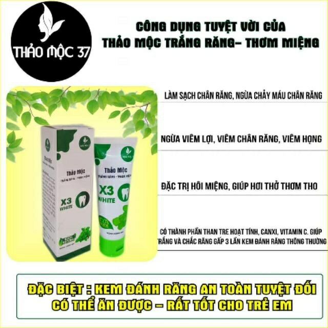 [100% THIÊN NHIÊN] KEM ĐÁNH RĂNG X3 Trắng răng của thảo mộc 37