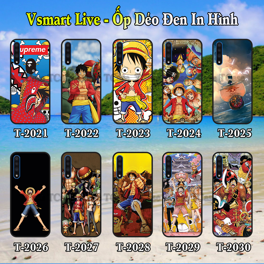 Ốp lưng Vsmart Live dẻo đen in hình One Piece
