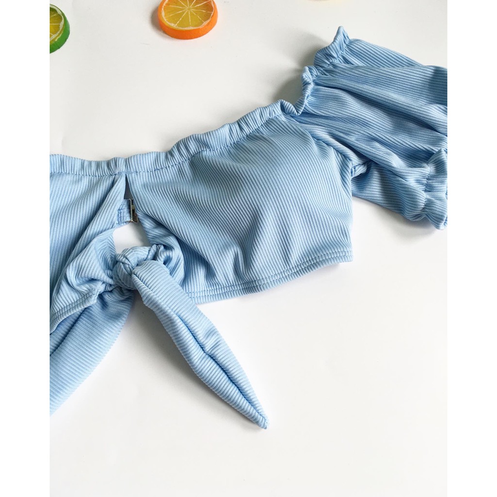 Bikini nhún bèo trễ vai tiểu thư( 2 màu)