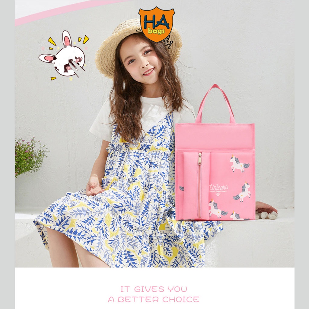 Túi đựng sách vở học phụ đạ, học hè HA1024 kích thước 34x28x11cm phù hợp khổ vở A4