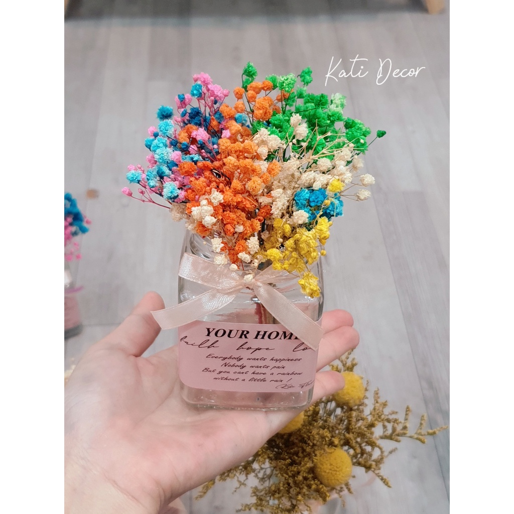 Hoa baby khô trang trí kèm bình Bình hoa decor trang trí