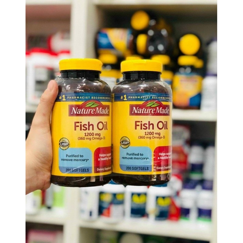 [DATE 2023] Viên Uống Bổ Sung Dầu Cá Nature Made Fish Oil 1200mg hộp 200 Viên Chuẩn Hàng Mỹ