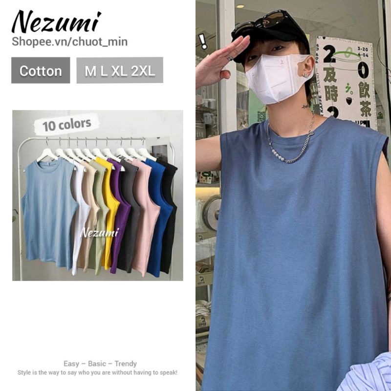 (Sẵn đen, trắng, be, xanh, hồng, xám) ÁO GYM TANK TOP UNISEX BASIC 10 MÀU TRƠN, ÁO BA LỖ NAM NỮ