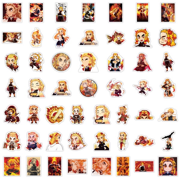 Z & m❀ Bộ 50 Miếng Dán anime rengoku kyoujurou Chống Thấm Nước