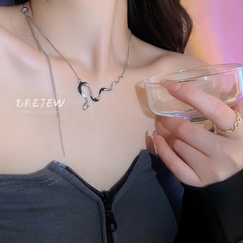 DREJEW Dây chuyền nhiều lớp hình rắn phong cách cá tính
