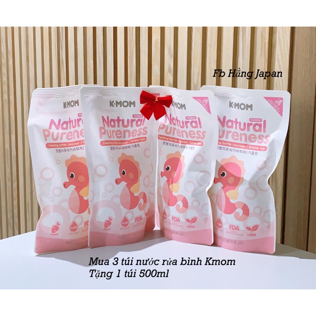 Combo mua 3 túi tặng 1 túi nước rửa bình sữa K-mom