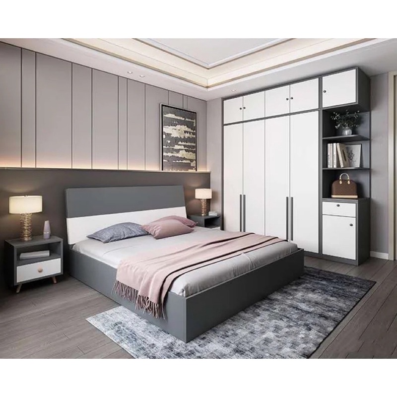 Tủ quần áo cánh mở nhiều ngăn hiện đại bằng gỗ công nghiệp