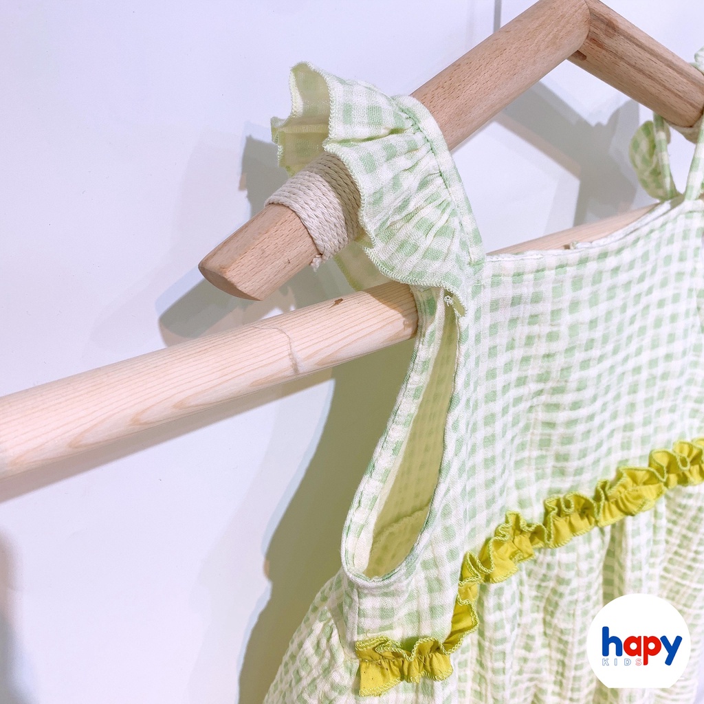 Váy cho bé gái HAPYKIDS 2 dây chất xô muslin cho mùa hè mát mẻ, đầm cho bé từ 0-4 tuổi [V22.05]