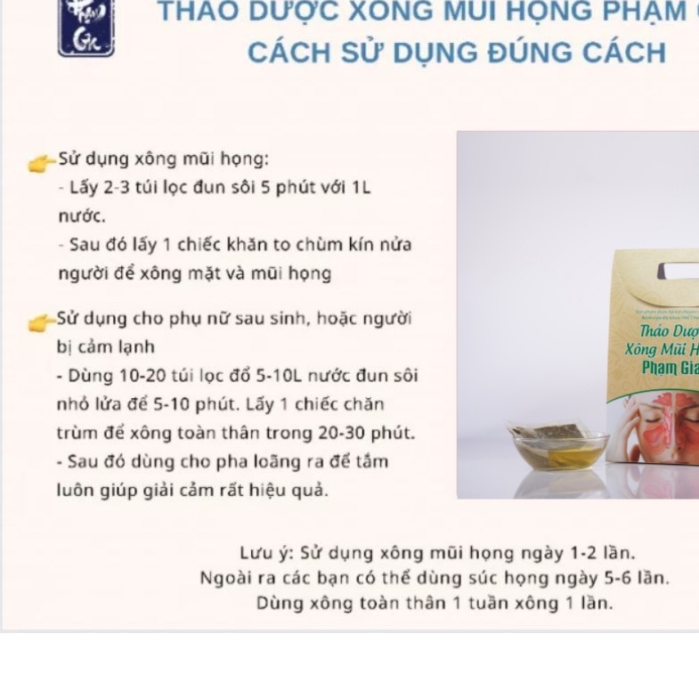 [CHÍNH HÃNG] THẢO DƯỢC XÔNG MŨI HỌNG PHẠM GIA 60 gói lọc