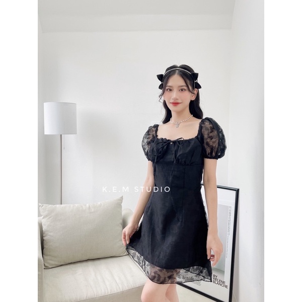 Váy hở vai cúp ngực dây cổ. Đầm thiết kế trễ vai . V01 [Ảnh thật/Sẵn]