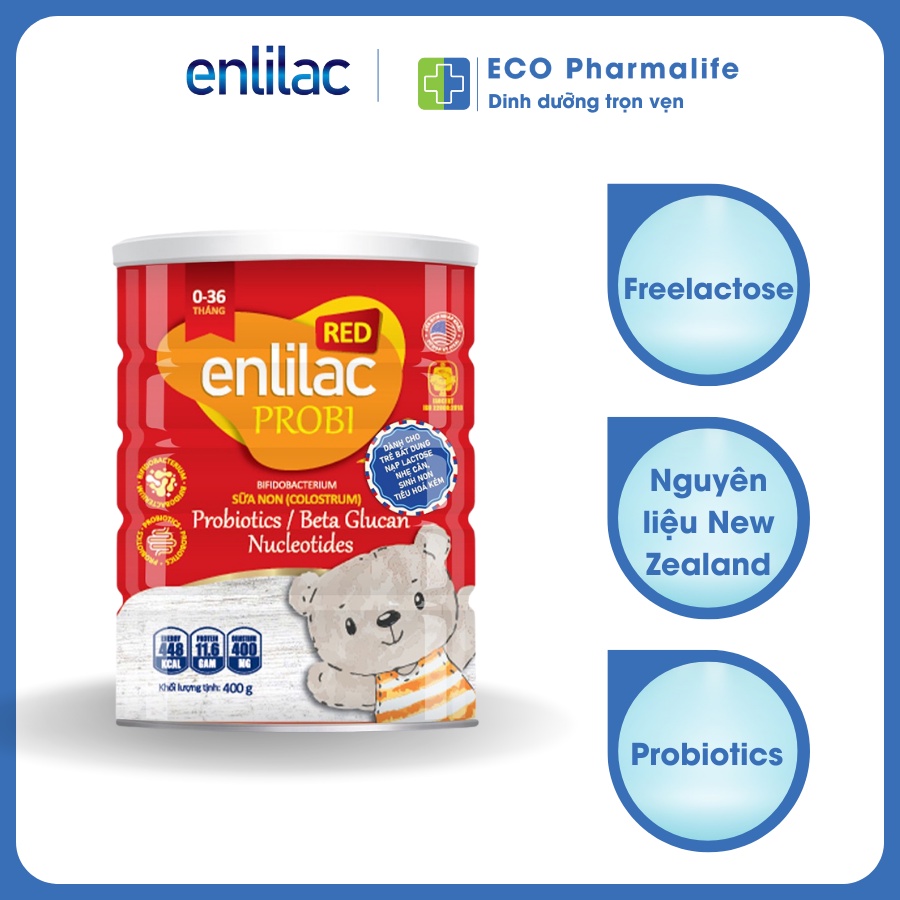Sữa bột Enlilac Probi Red 400g: Dinh dưỡng cho trẻ bất dung nạp Lactose