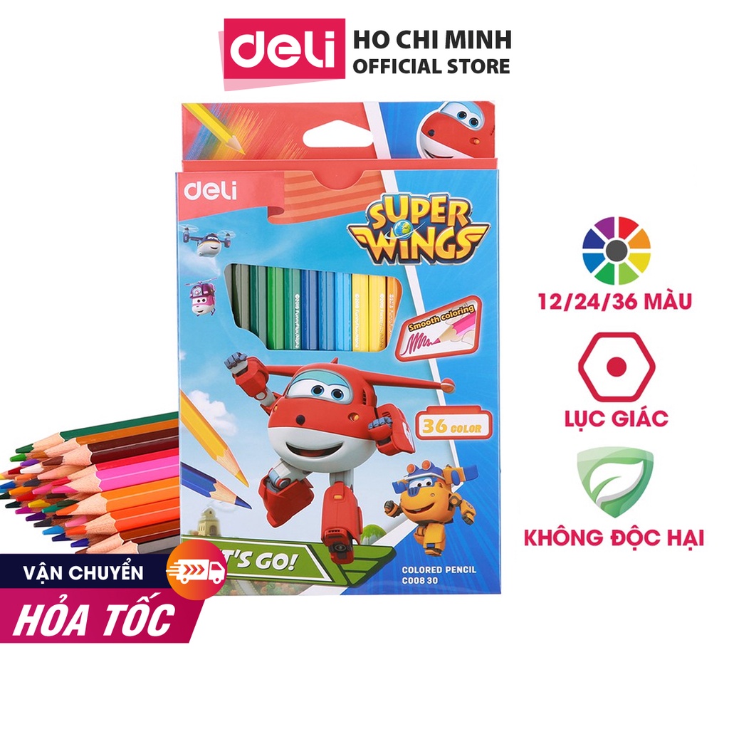 Bút chì màu học sinh Deli - Superwings - EC00800/EC00810/EC00820/EC00830