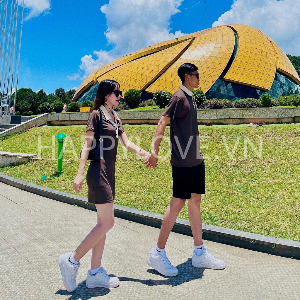 Đồ đôi nam nữ Set couple Áo nam Đầm nữ màu đen phong cách Hàn quốc HAPPYLOVE, Set đồ đôi Váy nữ Áo nam Quảng Châu H15