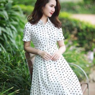 Váy sơmi chấm bi vnxk