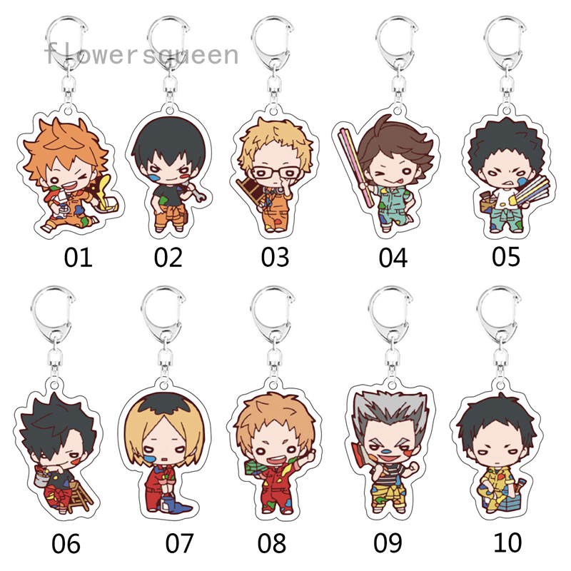 flowersqueen Móc chìa khóa thiết kế họa tiết nhân vật Haikyuu