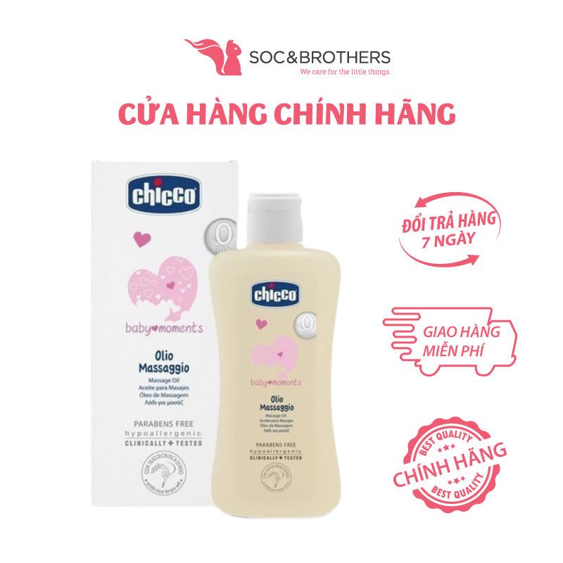 Dầu mát-xa CHICCO chiết xuất hạt bông 0M+ 200ml