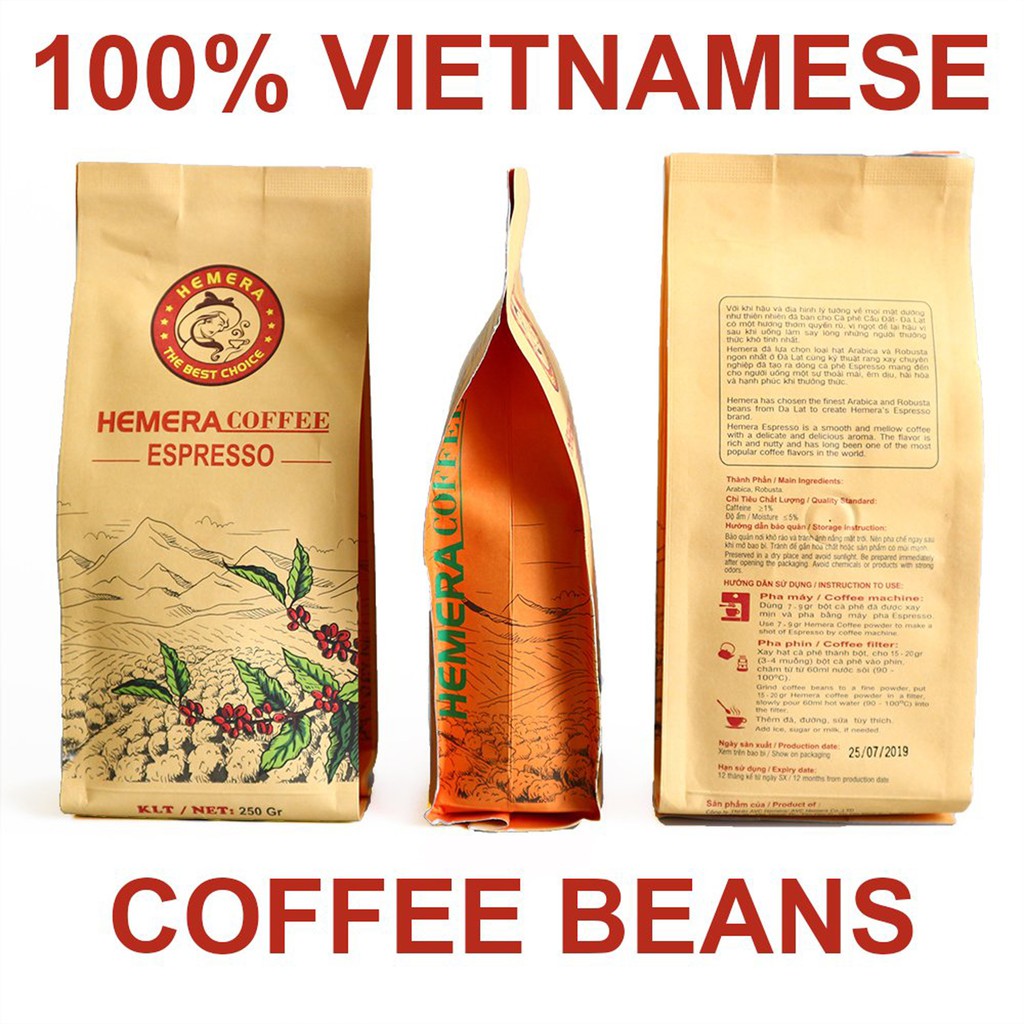 Cà Phê Rang xay Xuất Khẩu Espresso Hemera 250gr