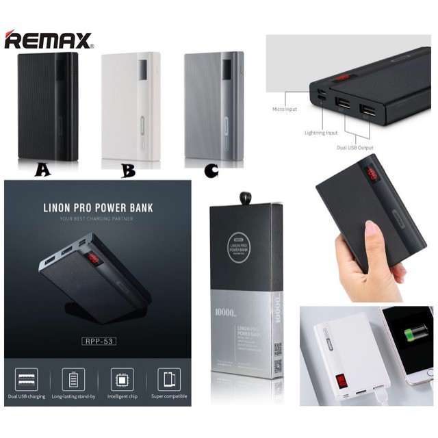 [NEW 9/2020] (CÓ LED) SẠC DỰ PHÒNG 10.000MAH REMAX RPP-53 SHOP YÊU THÍCH