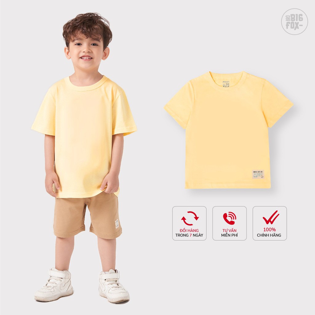 Áo phông trơn cho bé trai BIGFOX - MISS MEOW chất liệu cotton màu đỏ trắng vàng xanh ghi size trẻ em 3,4,5,6,7,8 tuổi