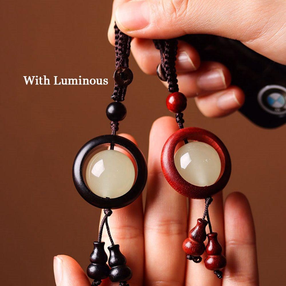 LILYES Dây Treo Điện Thoại Bằng Gỗ Đàn Hương Màu Đỏ Dạ Quang Handmade Phong Cách Trung Hoa Độc Đáo