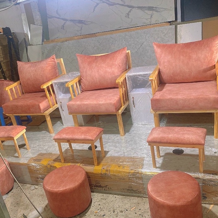 Bộ Ghế Nail Hot Trend Nhất Hiện Nay Hoàn Toàn Bằng Gỗ Thông Thiên Nhiên