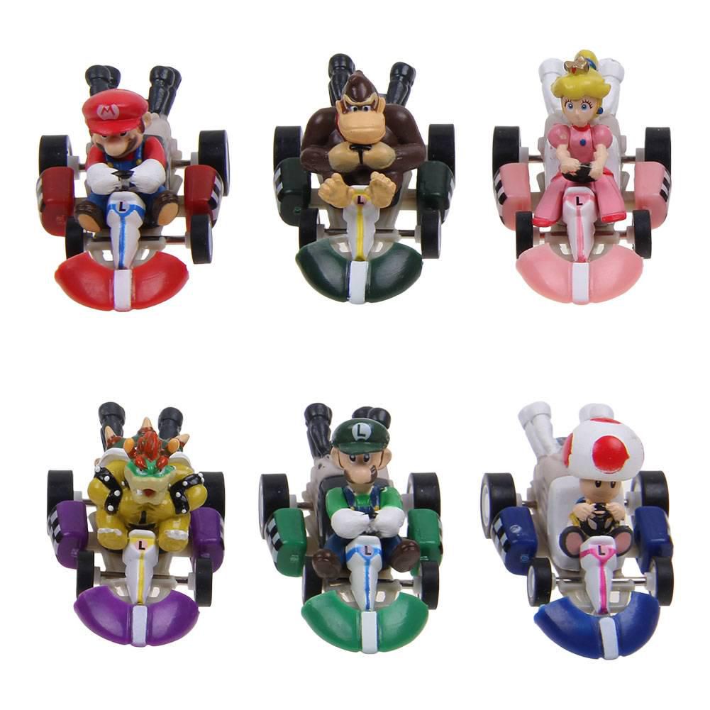 Set 6 Mô Hình Nhân Vật Game Super Mario Bros Kart 5.5cm