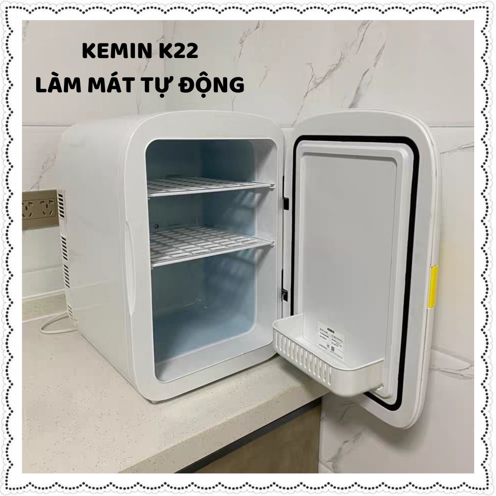 Tủ lạnh mini Kemin đựng sữa, mỹ phẩm 16-22-25 lít điều chỉnh nhiệt độ 2 chiều làm mát tự động mặt kính cường lực 50 -60W