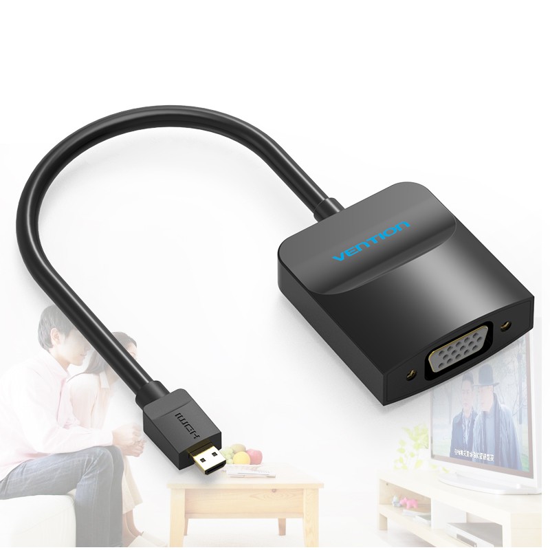 Cáp chuyển Micro HDMI sang VGA Vention AGBBB hỗ trợ nguồn + âm thanh