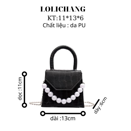 Túi Đeo Chéo Mini , Cầm Tay Phối Ngọc Siêu Xinh TX064