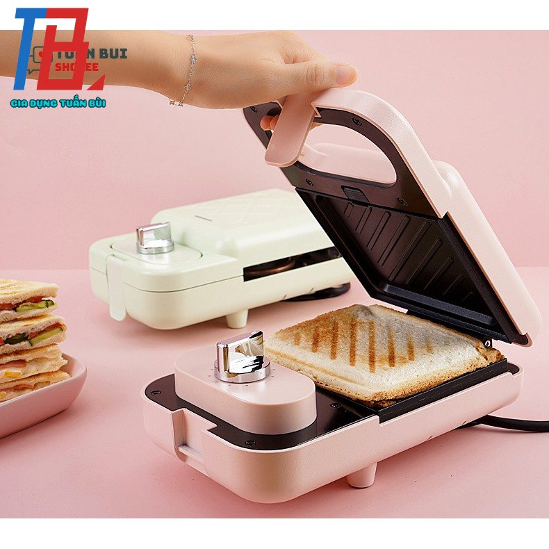 Máy kẹp nướng bánh mì Sandwich đa năng có hẹn giờ + 2 khuôn kèm  - BH điện tử 12 tháng