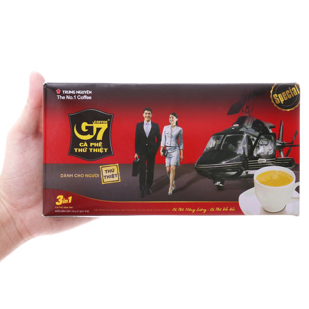 (có tem xác thực) Cà phê G7 - Cafe trung nguyên hòa tan 3in1 hộp 21 gói x 16g